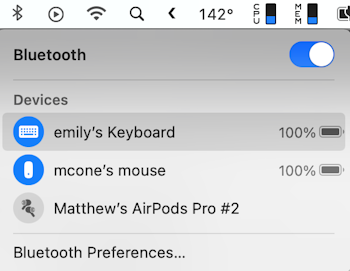 Apple keyboard in Bluetooth menu