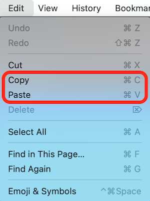 How to copy and paste on a mMc