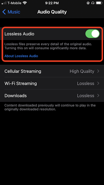 Enable lossless audio on your iPhone