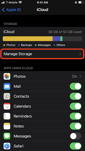 Managing iCloud backups