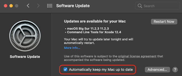 Disable automatic updates on your Mac