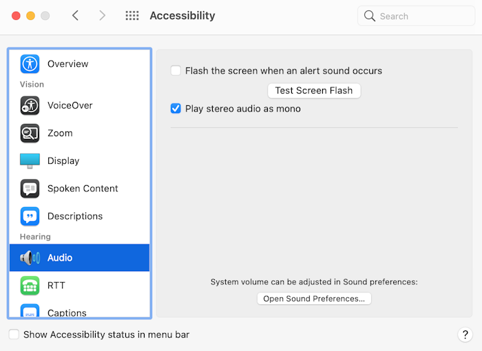Play stereo audio as mono on your Mac