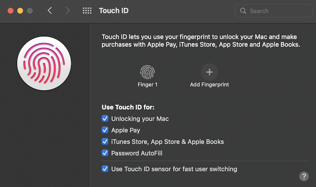 Enabling Touch ID on a Mac