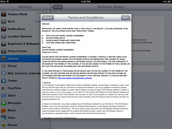Downloading and installing iOS updates on iPad