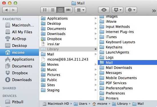 Moving the Mail folder on a Mac