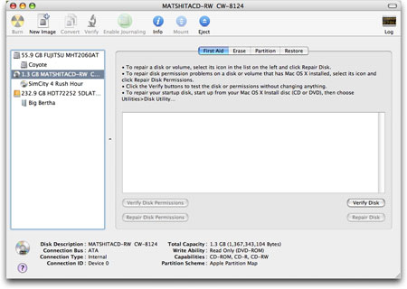 Disk Utility application for Mac