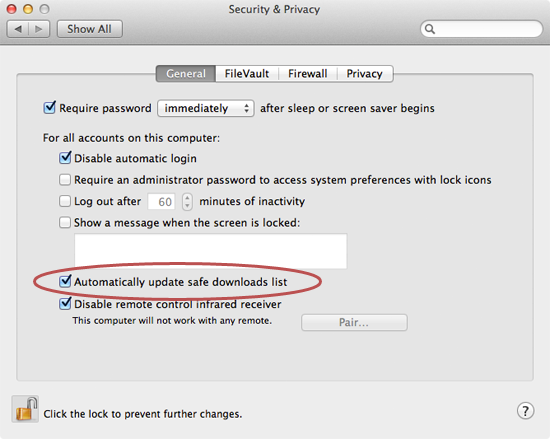 Mac security and privacy settings