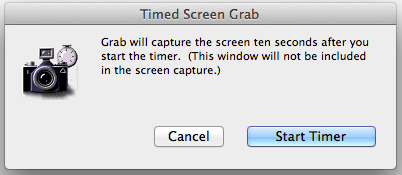The timed screenshot feature in the Mac Grab application
