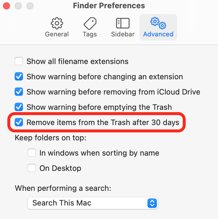 force empty trash mac files in use