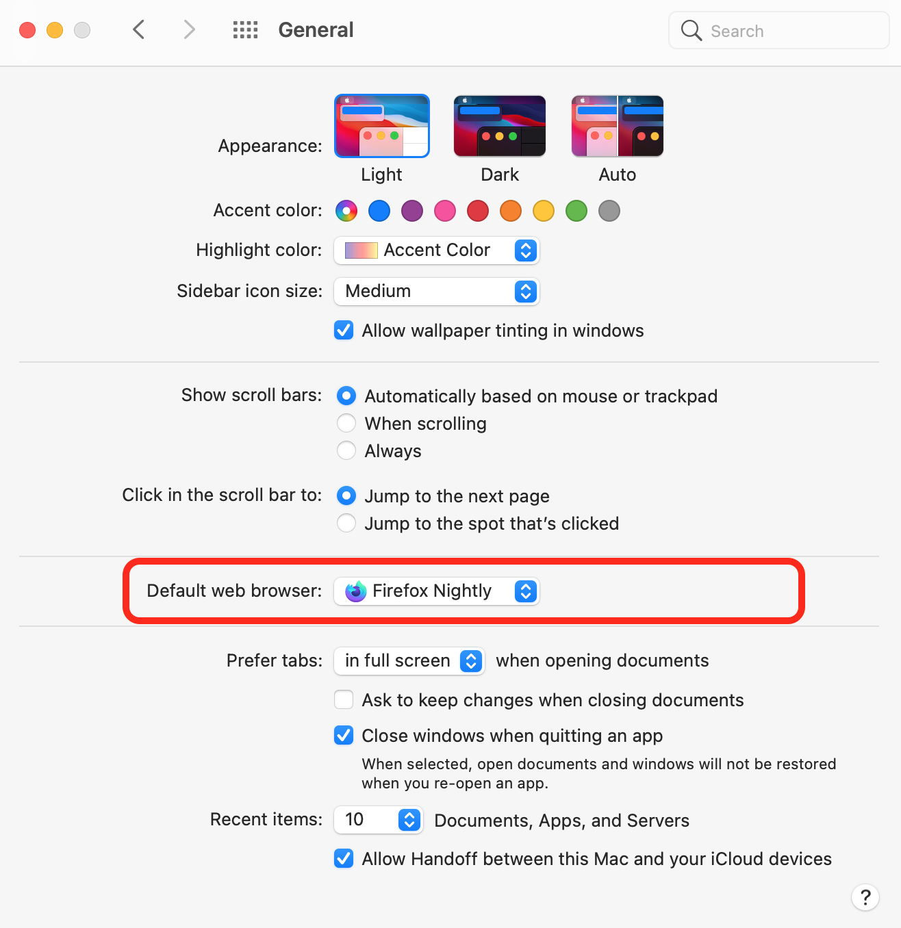 browser settings on mac