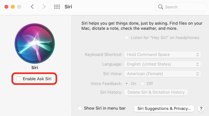 Как удалить siri mac os