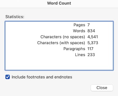 word count in microsoft word mac