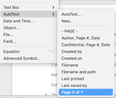 Adding page numbers to a Microsoft Word document on your Mac.