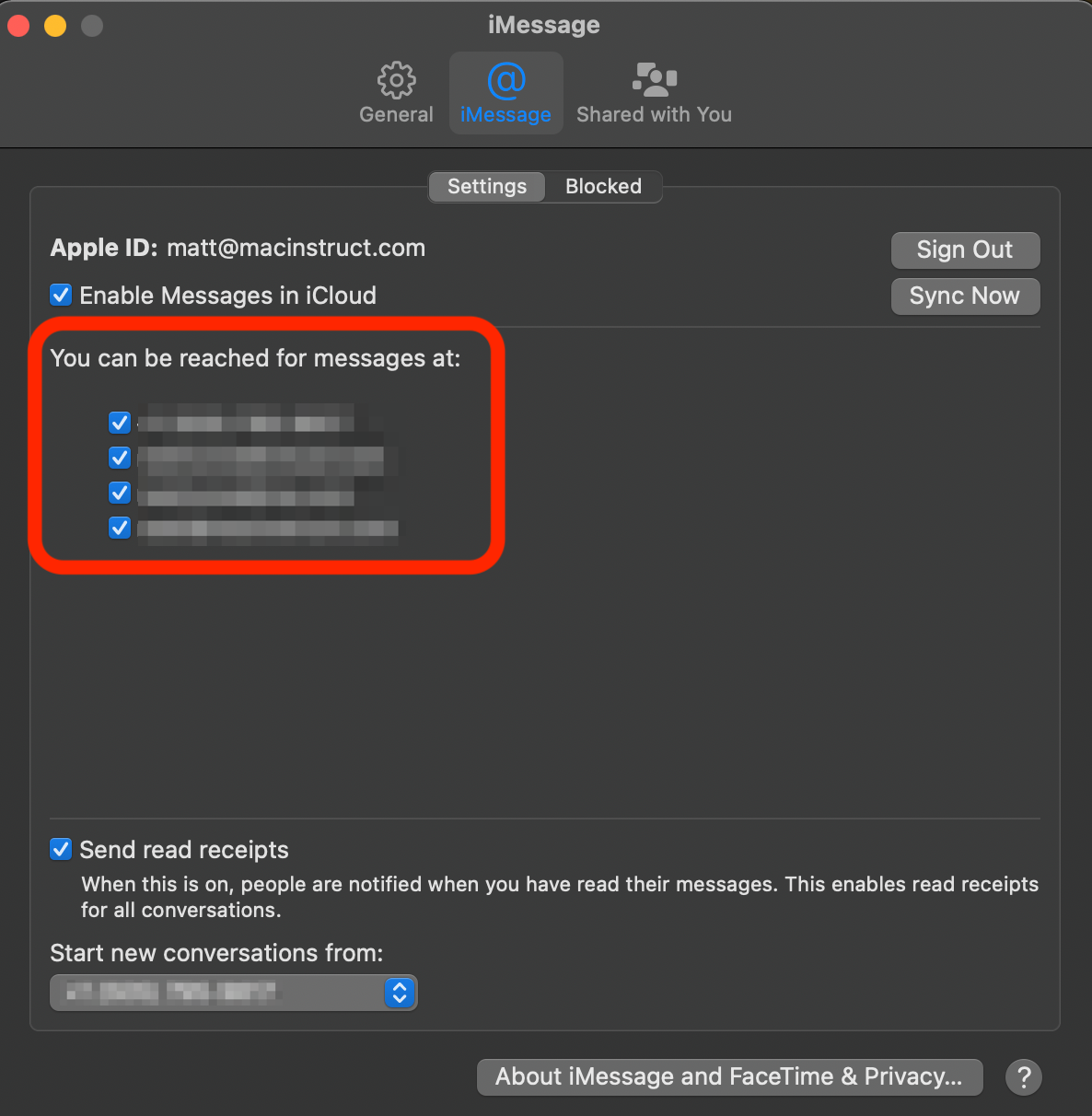 how to use phone number for imessage on mac