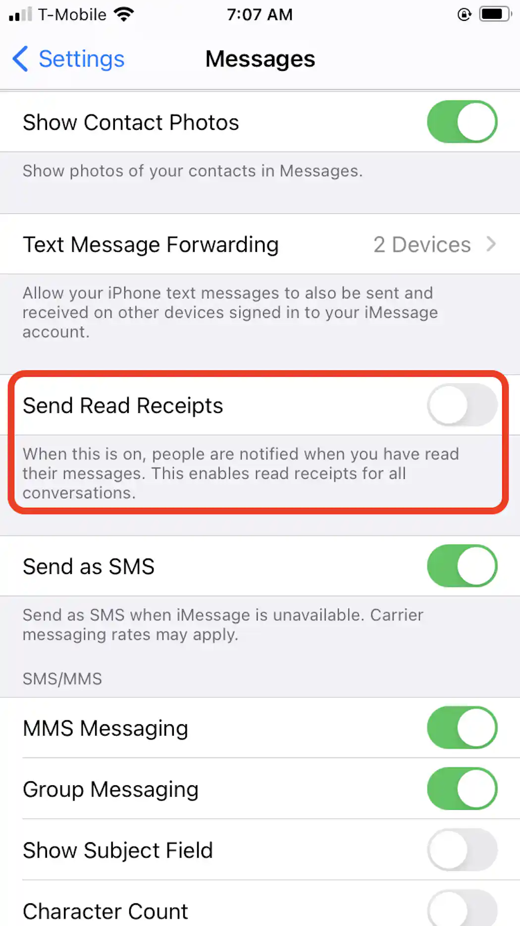 How to Turn Off Read Receipts on your iPhone Macinstruct