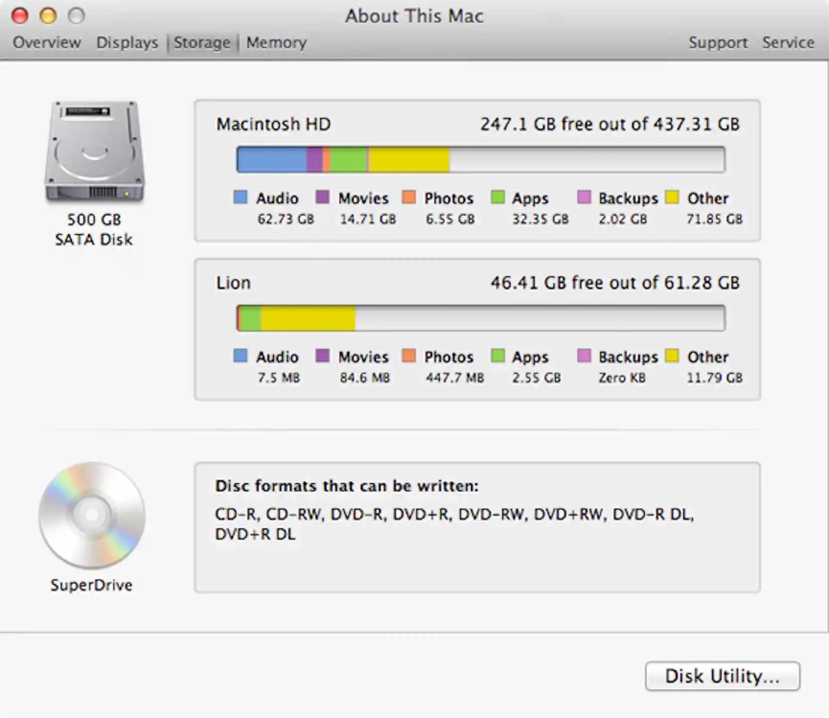 macbook hard disk space